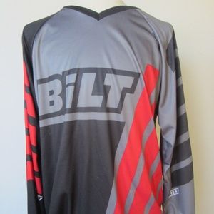 Bilt Motocross Jersey XL Gray Black Red Long Tail Long Sleeve V Neck